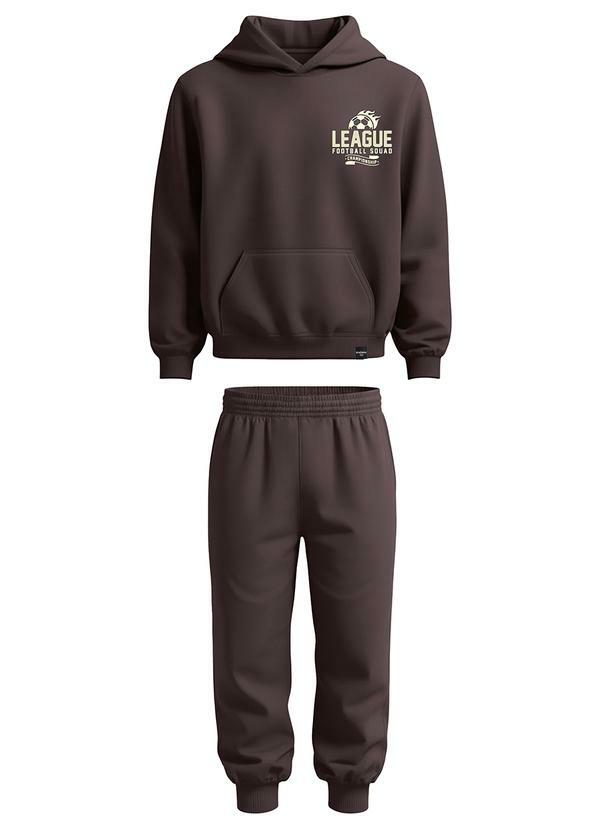 Conjunto League Football em Moletom Marrom