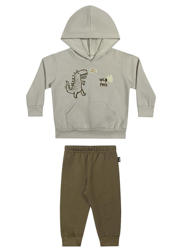 Conjunto Longo Bebê Menino T-Rex Cinza