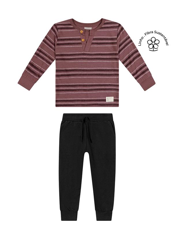 Conjunto Longo Infantil Menino Listrado Marrom