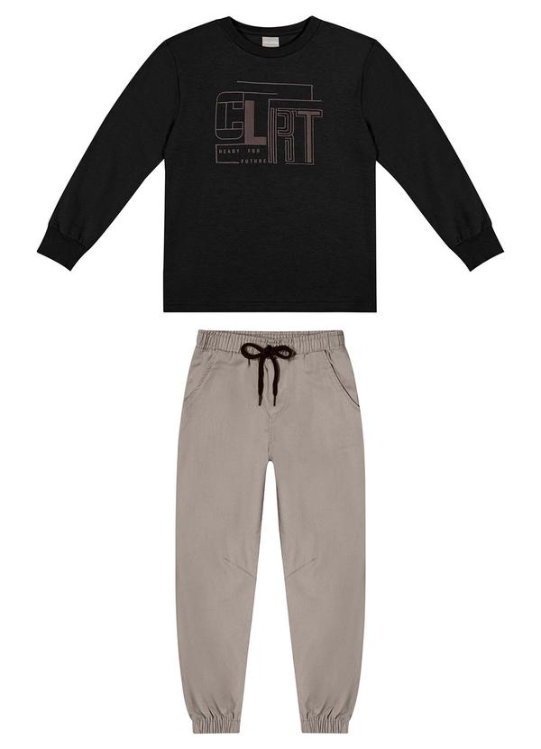 Conjunto Longo Infantil Menino Suedine Preto