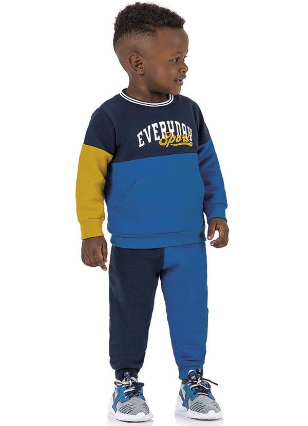 Conjunto Longo Moletom Infantil Azul