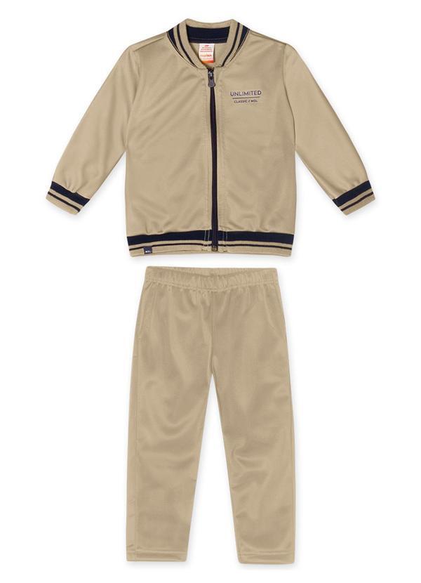 Conjunto Longo Moletom Infantil Bege