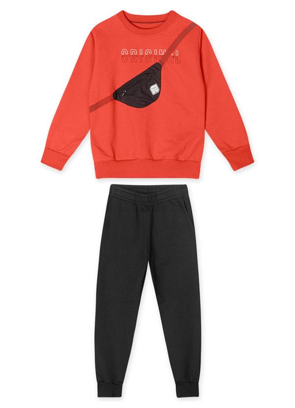 Conjunto Longo Moletom Infantil Laranja