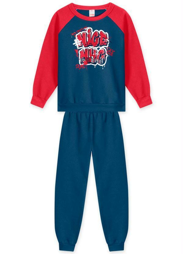 Vista 2 Conjunto Longo Moletom Infantil Menino Azul Marisol Play Marisol Play