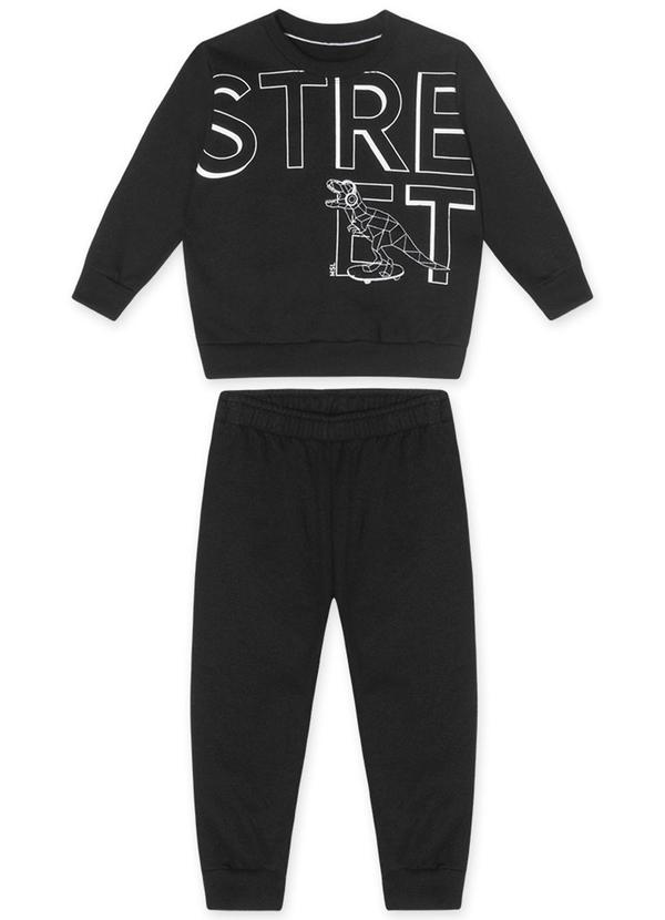 Vista 2 Conjunto Longo Moletom Infantil Masculino Preto Marisol Marisol