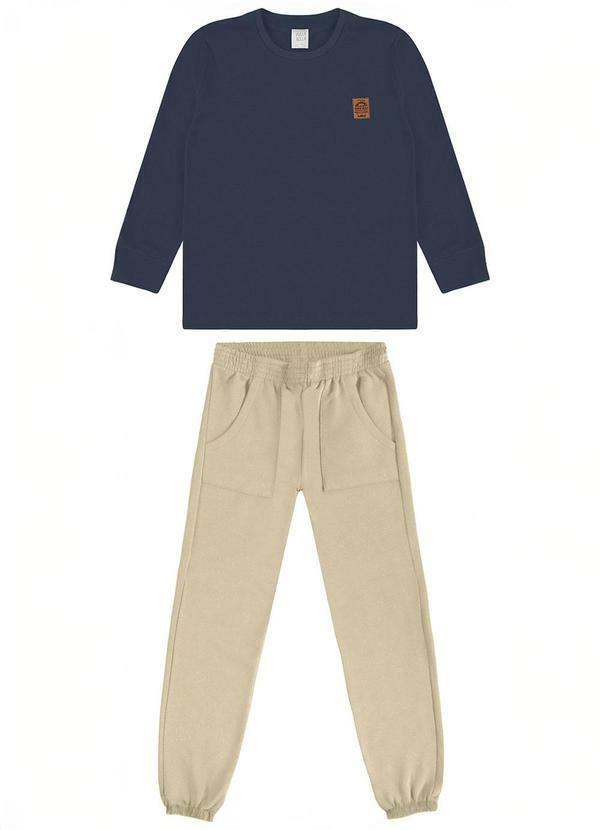 Conjunto Malha Quadri Marinho