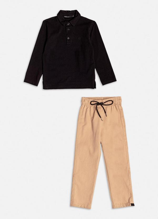 Conjunto Manga Longa de Sarja Preto