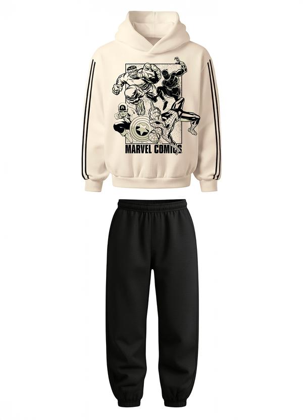 Conjunto Marvel® em Moletom Bege