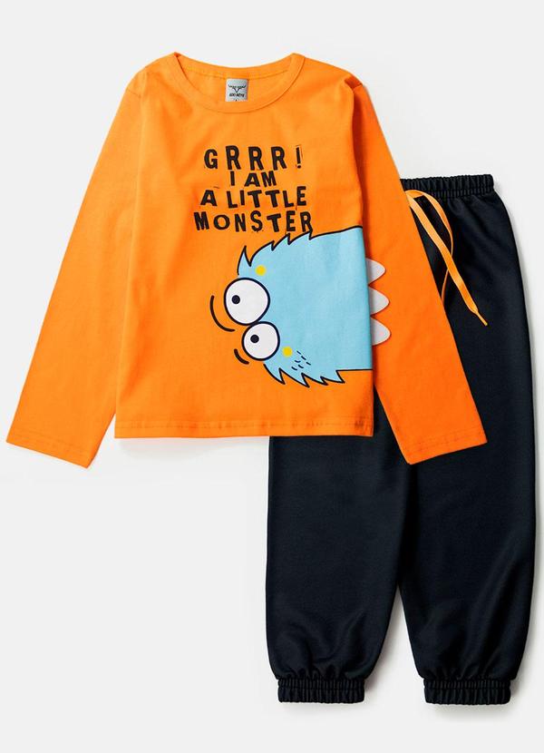 Vista 2 Conjunto Masculino a Little Monster Laranja Keki Boys Keki Boys