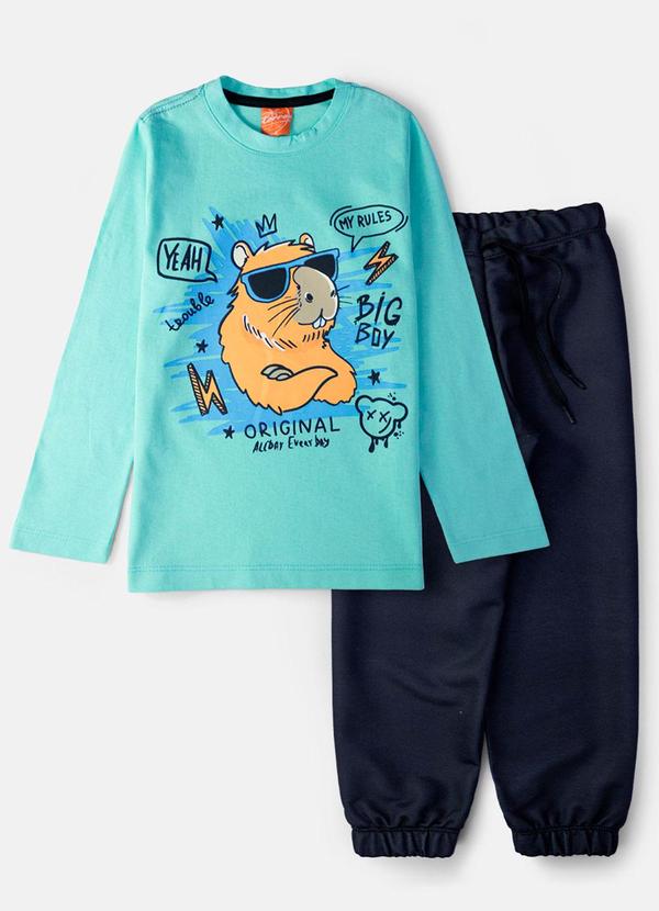 Vista 2 Conjunto Masculino Capivara Verde Água