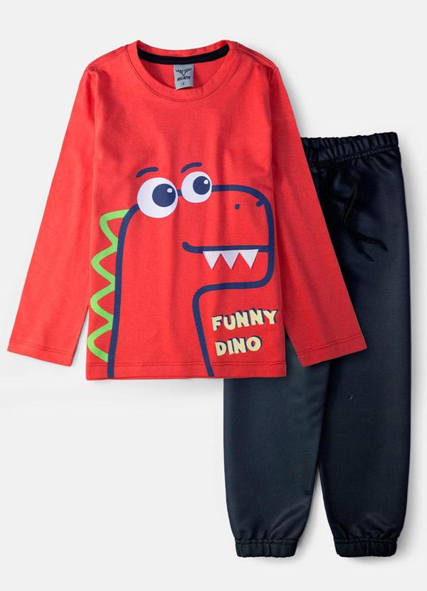 Vista 2 Conjunto Masculino Funny Dino Vermelho Keki Boys Keki Boys
