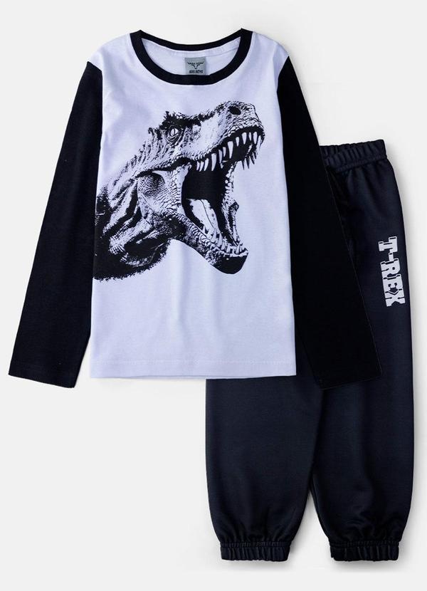 Vista 2 Conjunto Masculino T-Rex Branco Keki Boys Keki Boys