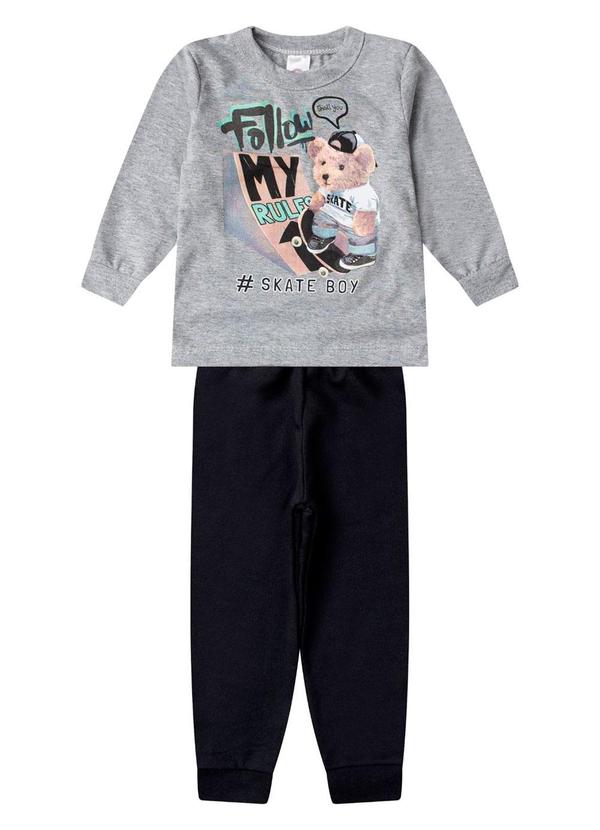 Conjunto Menino Blusa Longa e Calça Cinza