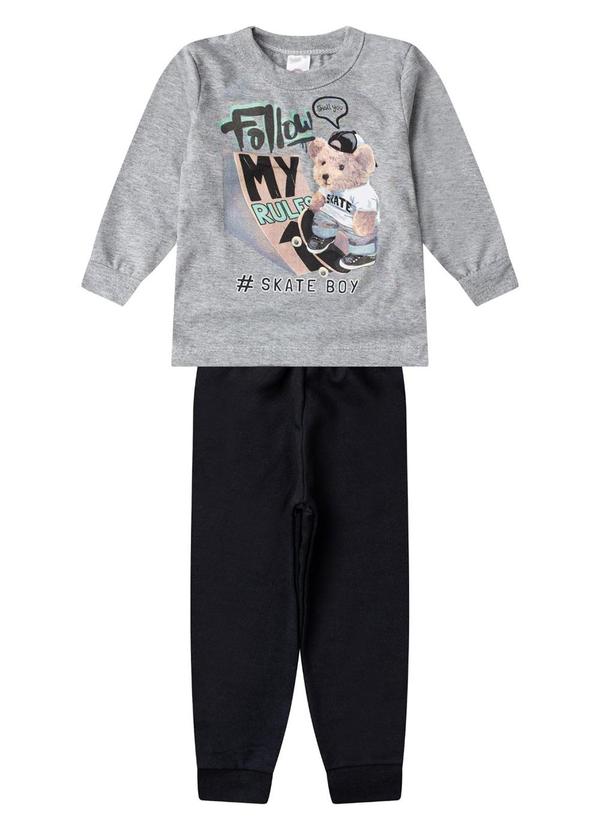 Conjunto Menino Blusa Longa e Calça Cinza