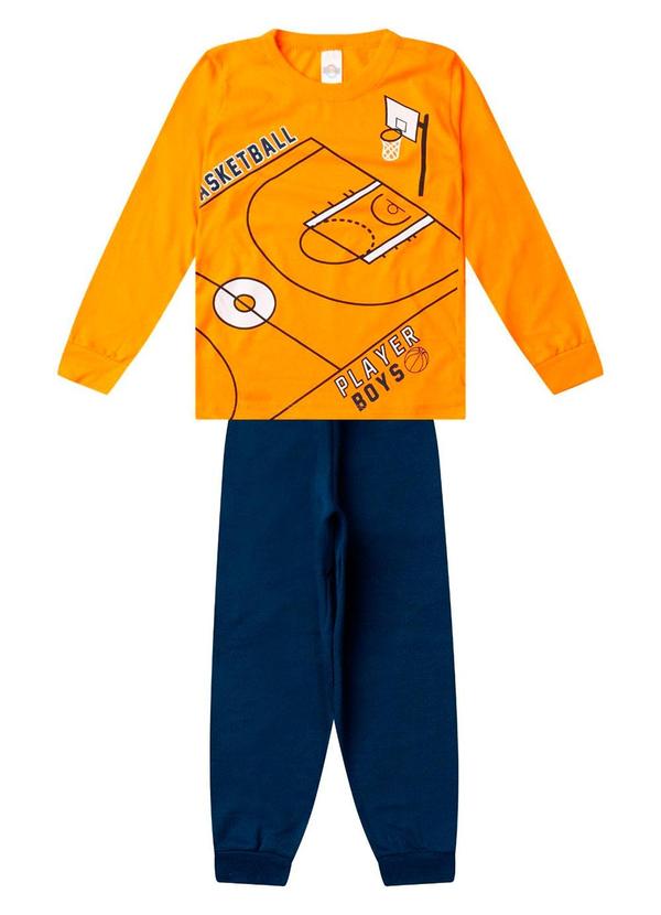 Conjunto Menino Blusa Longa e Calça Laranja
