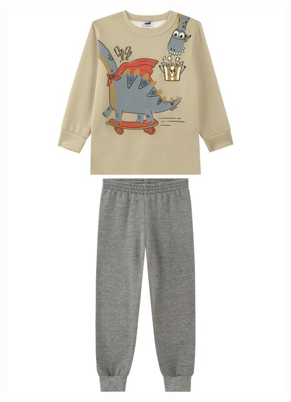 Conjunto Menino Blusão e Calça em Moletom Bege