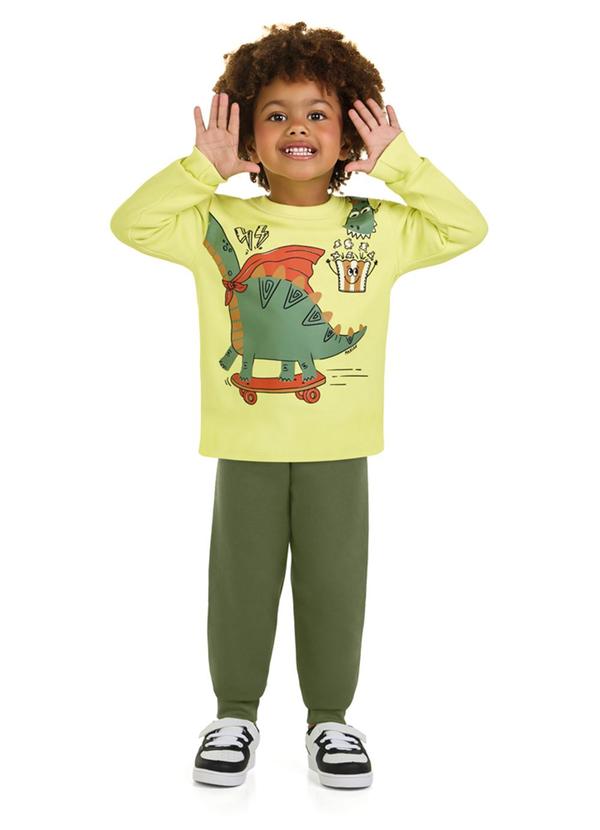 Conjunto Menino Blusão e Calça em Moletom Verde