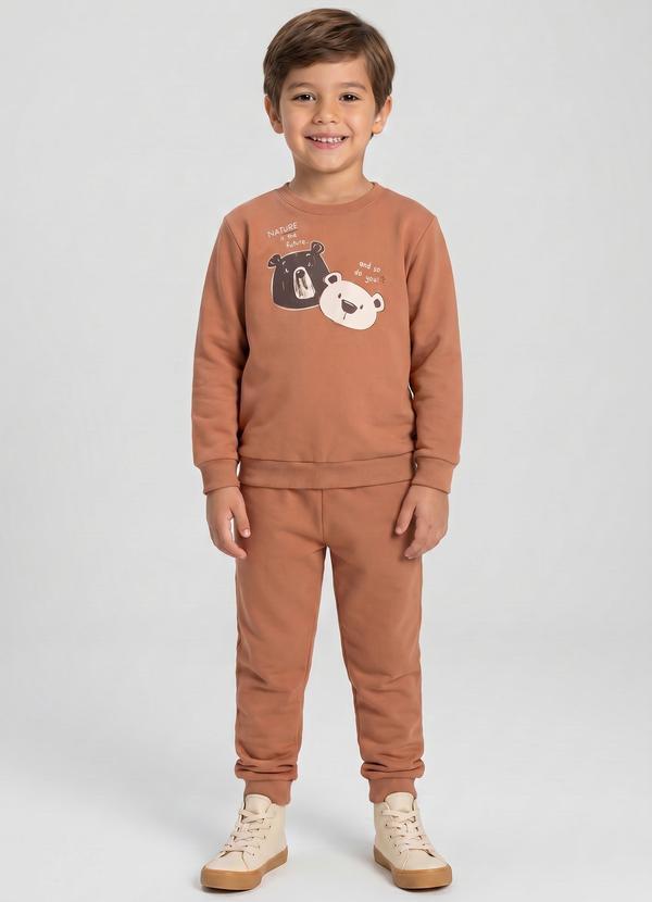 Conjunto Menino Blusão e Calça Marrom