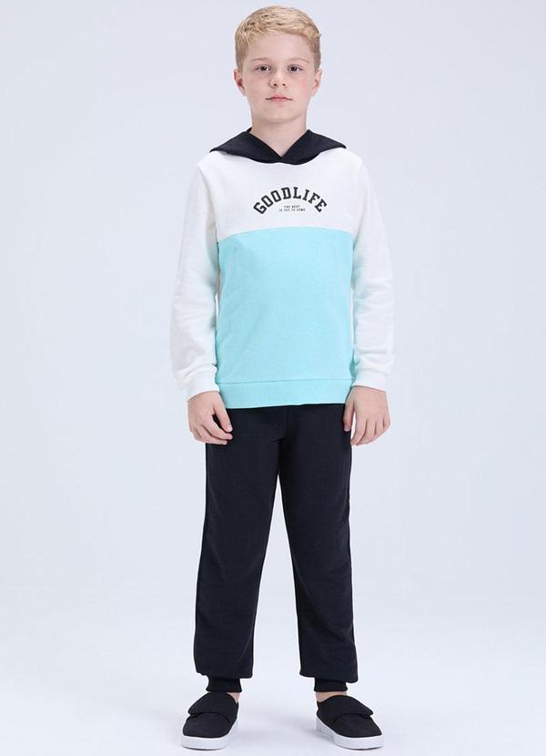 Conjunto Menino de Moletom Tricolor Azul