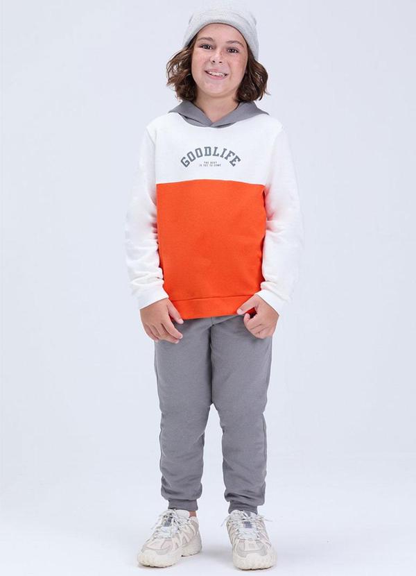 Conjunto Menino de Moletom Tricolor Laranja