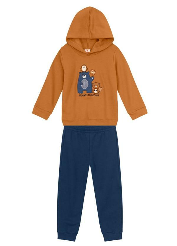 Vista 2 Conjunto Menino de Urso Marrom Brandili Brandili