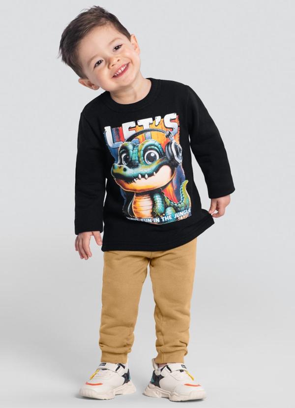 Vista 2 Conjunto Menino Dinossauro Marrom Brandili Brandili