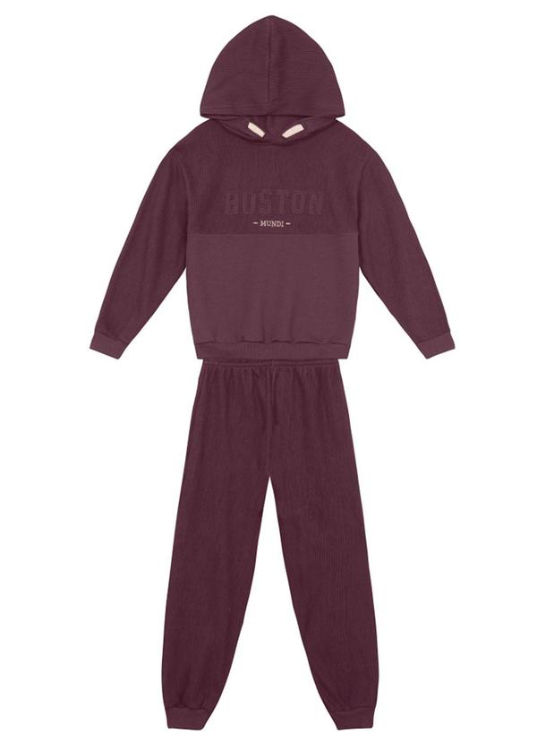 Conjunto Menino em Moletinho Canelado Bordo