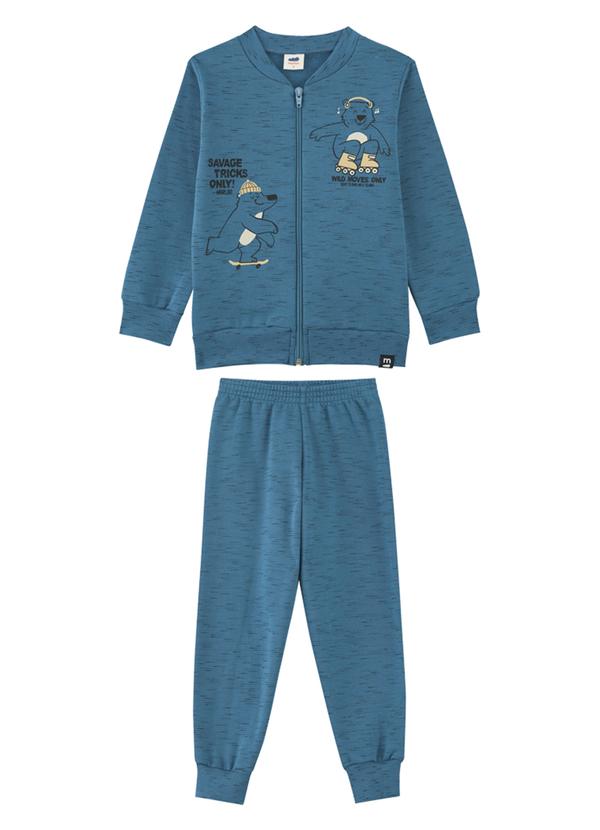 Conjunto Menino Jaqueta e Calça em Moletom Azul