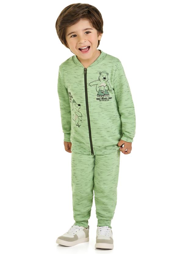 Conjunto Menino Jaqueta e Calça em Moletom Verde