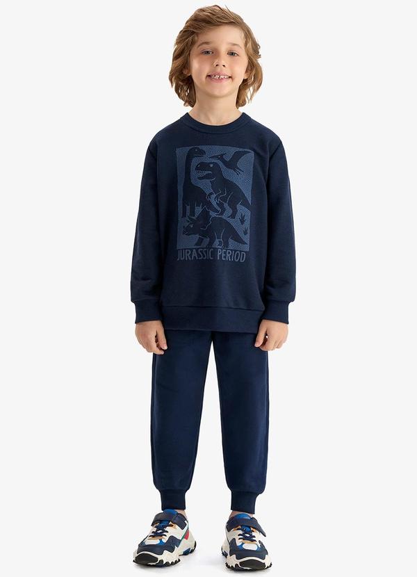 Conjunto Moletom Blusão e Calça Azul