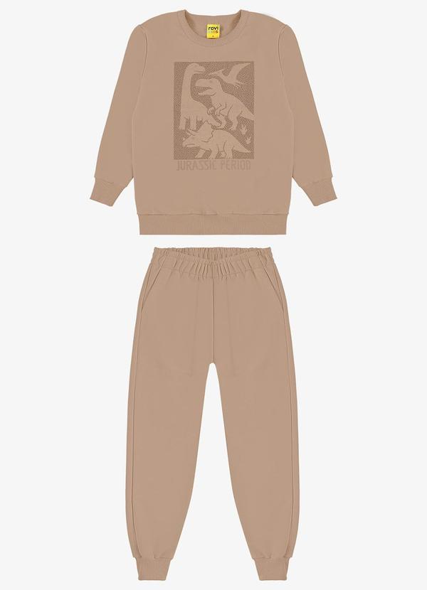 Conjunto Moletom Blusão e Calça Marrom