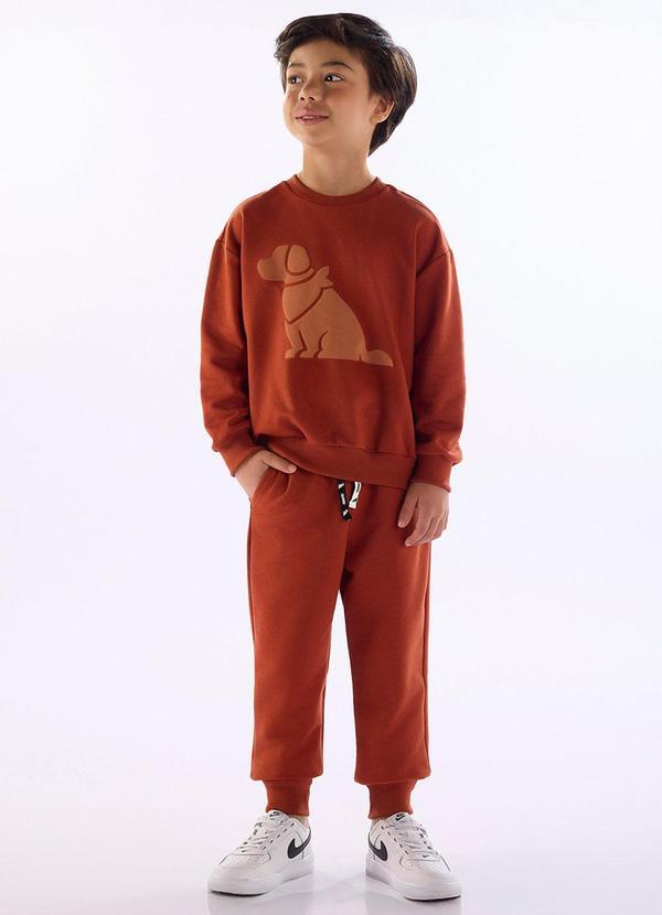 Conjunto Moletom Blusão e Calça Marrom