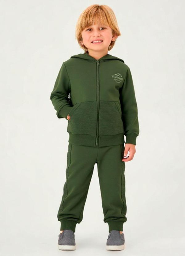 Conjunto Moletom e Malha Relevo Verde