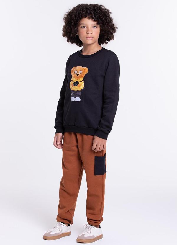 Vista 2 Conjunto Moletom Infantil Bolso Cargo Preto VIDA COSTEIRA VIDA COSTEIRA