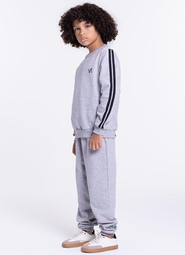 Vista 2 Conjunto Moletom Infantil Detalhe Faixas Mescla VIDA COSTEIRA VIDA COSTEIRA