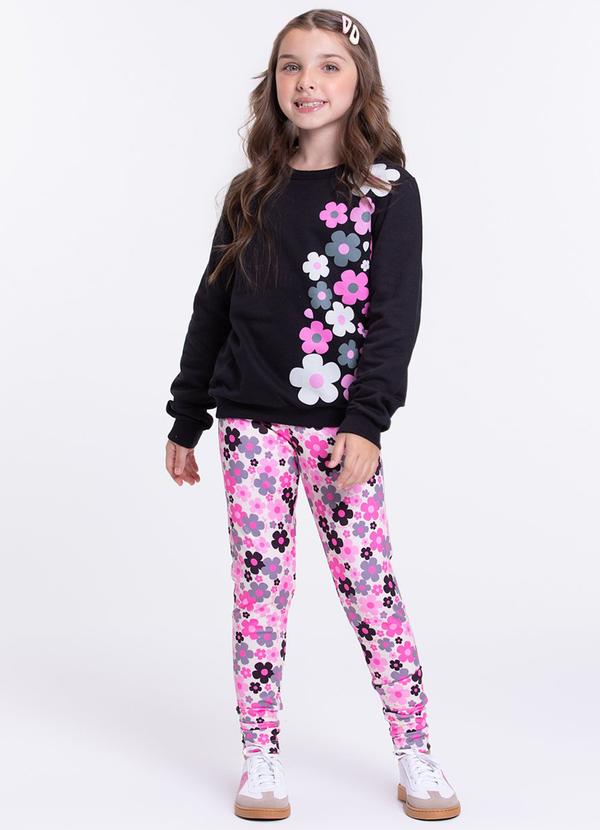 Vista 2 Conjunto Moletom Infantil Florzinhas Preto VIDA COSTEIRA VIDA COSTEIRA