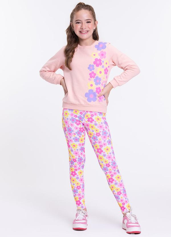 Vista 2 Conjunto Moletom Infantil Florzinhas Rosa VIDA COSTEIRA VIDA COSTEIRA