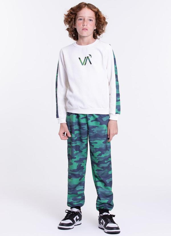 Vista 2 Conjunto Moletom Infantil Militar Off White VIDA COSTEIRA VIDA COSTEIRA
