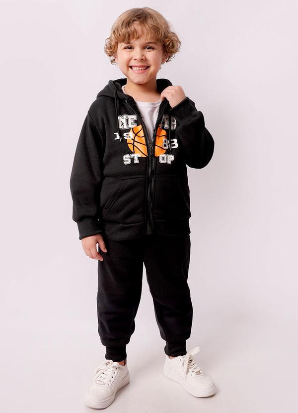 Conjunto Moletom Infantil Peluciado Preto