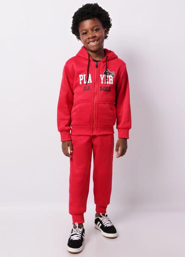 Conjunto Moletom Infantil Peluciado Vermelho