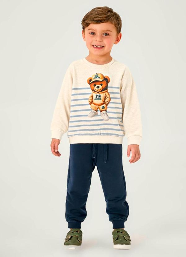 Conjunto Moletom Linho Azul