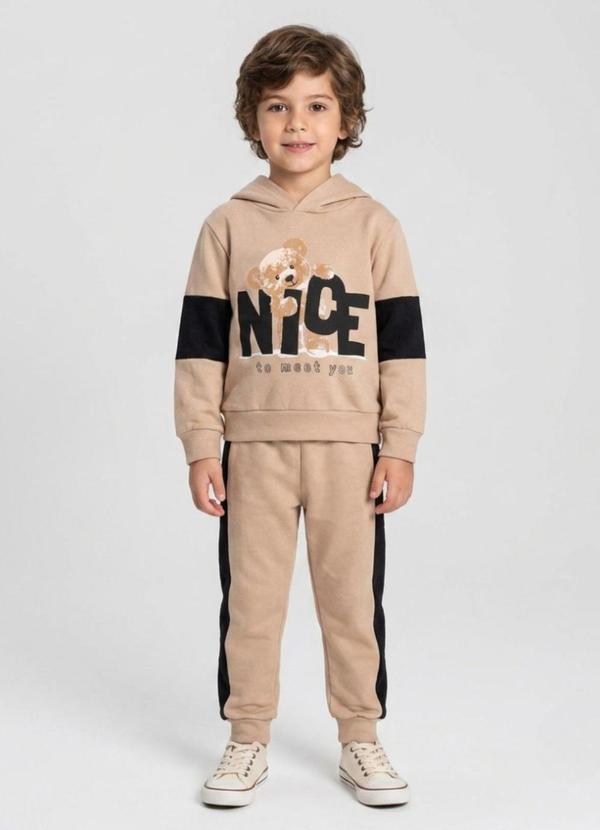 Conjunto Moletom Menino Blusão e Calça Bege
