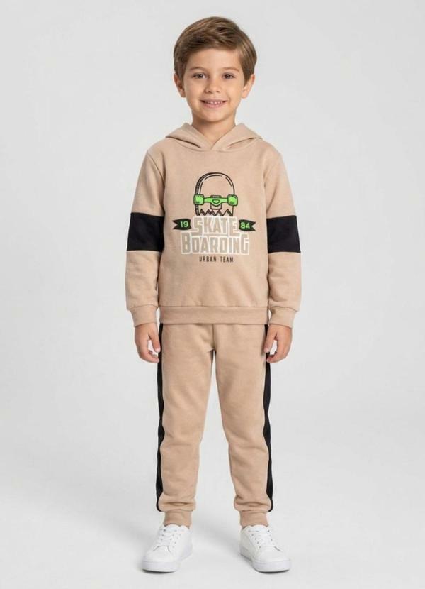 Conjunto Moletom Menino Blusão e Calça Bege