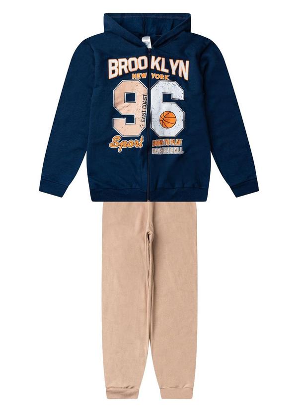 Conjunto Moletom Menino Jaqueta e Calça Azul
