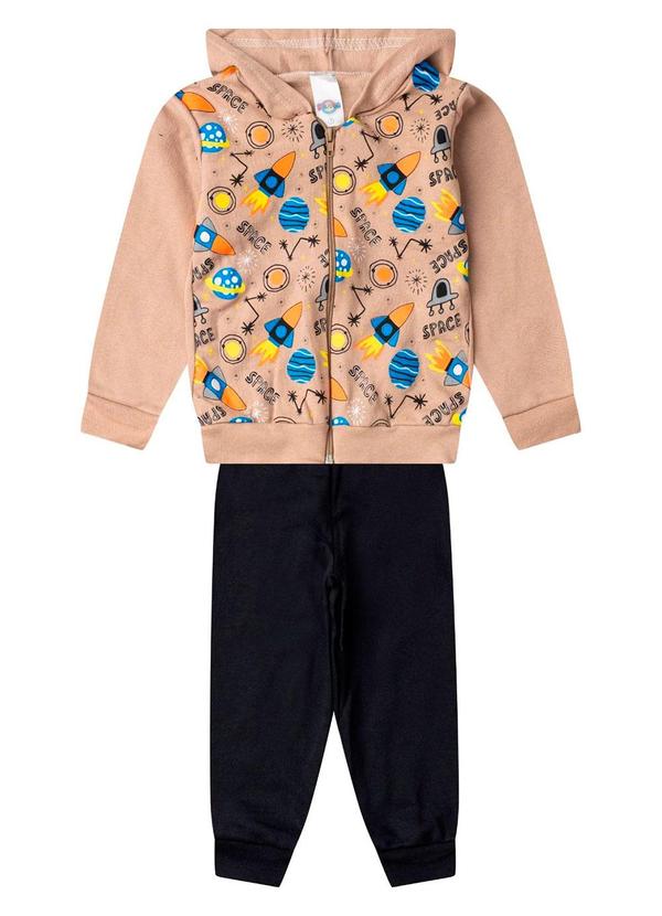 Conjunto Moletom Menino Jaqueta e Calça Bege