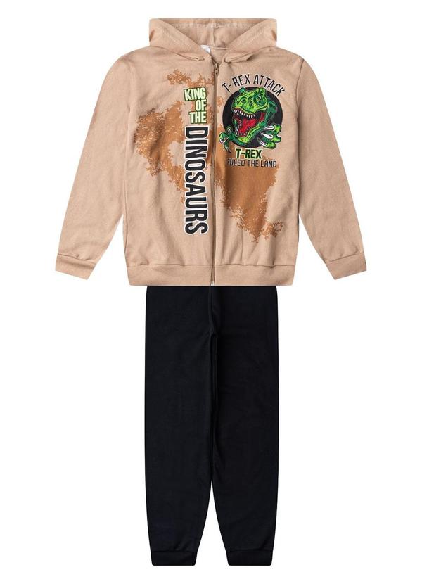Conjunto Moletom Menino Jaqueta e Calça Bege