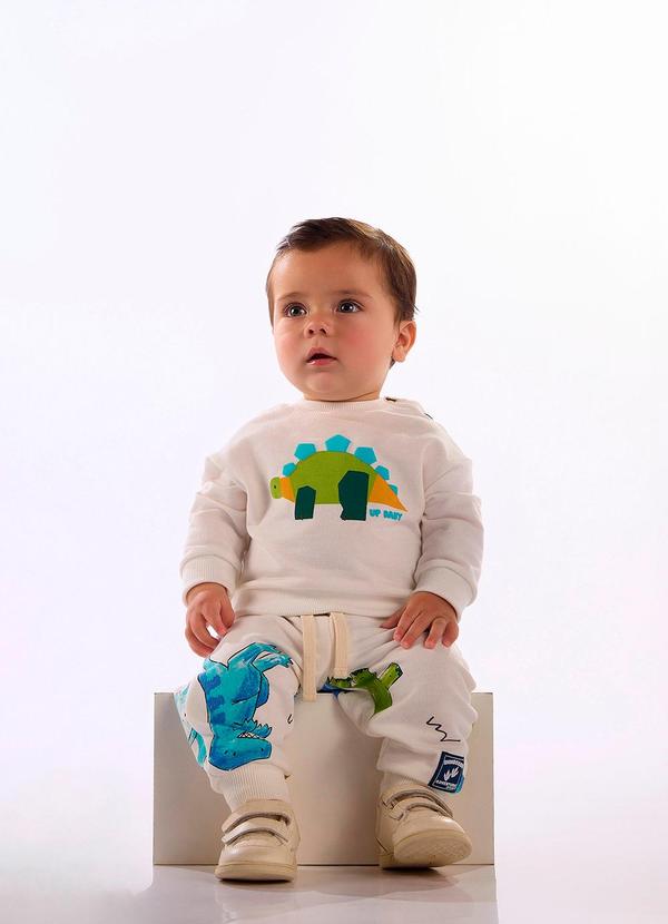 Conjunto Moletom sem Felpa Dino Branco