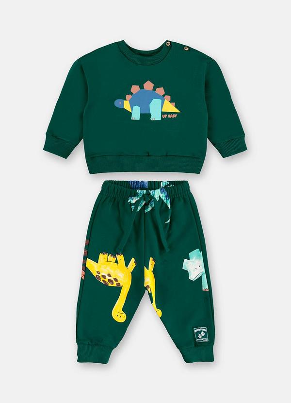 Conjunto Moletom sem Felpa Dino Verde