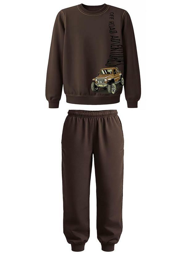Conjunto Off Road em Moletom Marrom Escuro