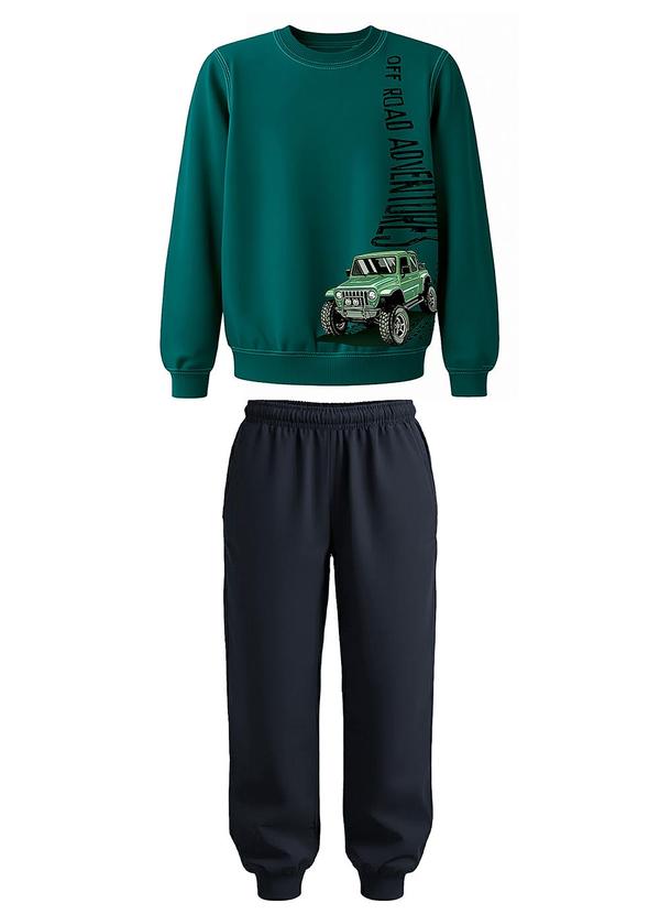 Conjunto Off Road em Moletom Verde Turquesa